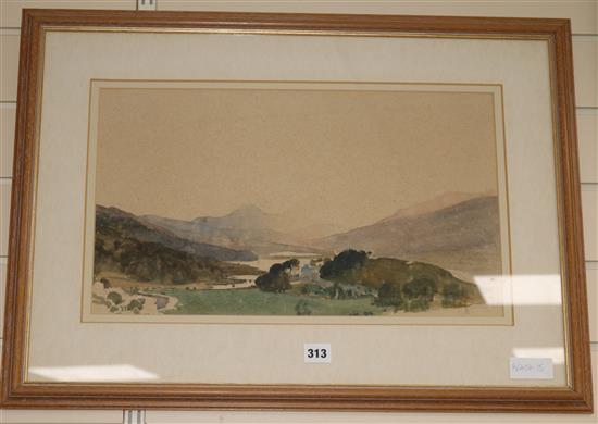 Charles Knight, watercolour, view of Snowdon, 28 x 48cm